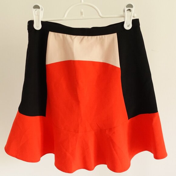 ZARA Mini Flare Color Block Skirt in Red, Pink, and Black SZ XS - Picture 4 of 9